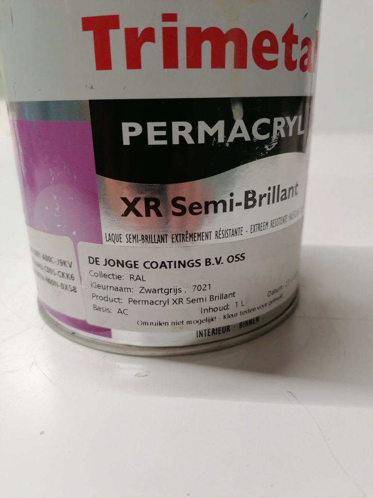 Trimetal Permacryl XR Semi-Brillant - Zwartgrijs (RAL 7021) label2