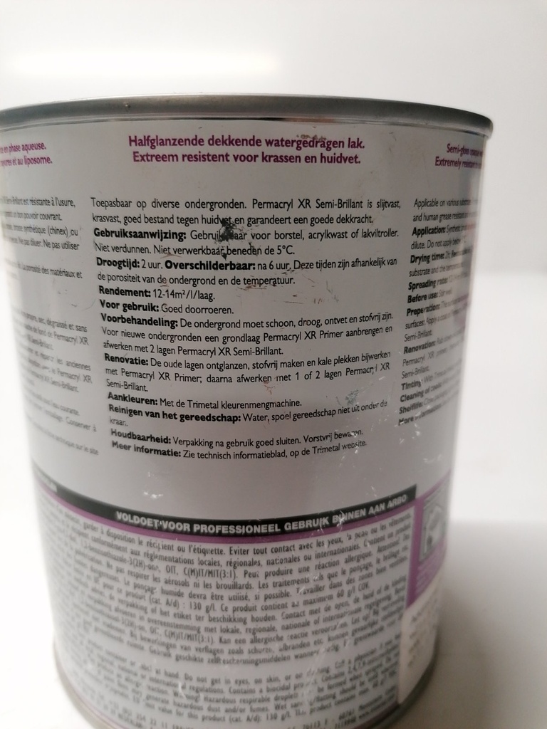 Trimetal Permacryl XR Semi-Brillant - Zwartgrijs (RAL 7021) label3