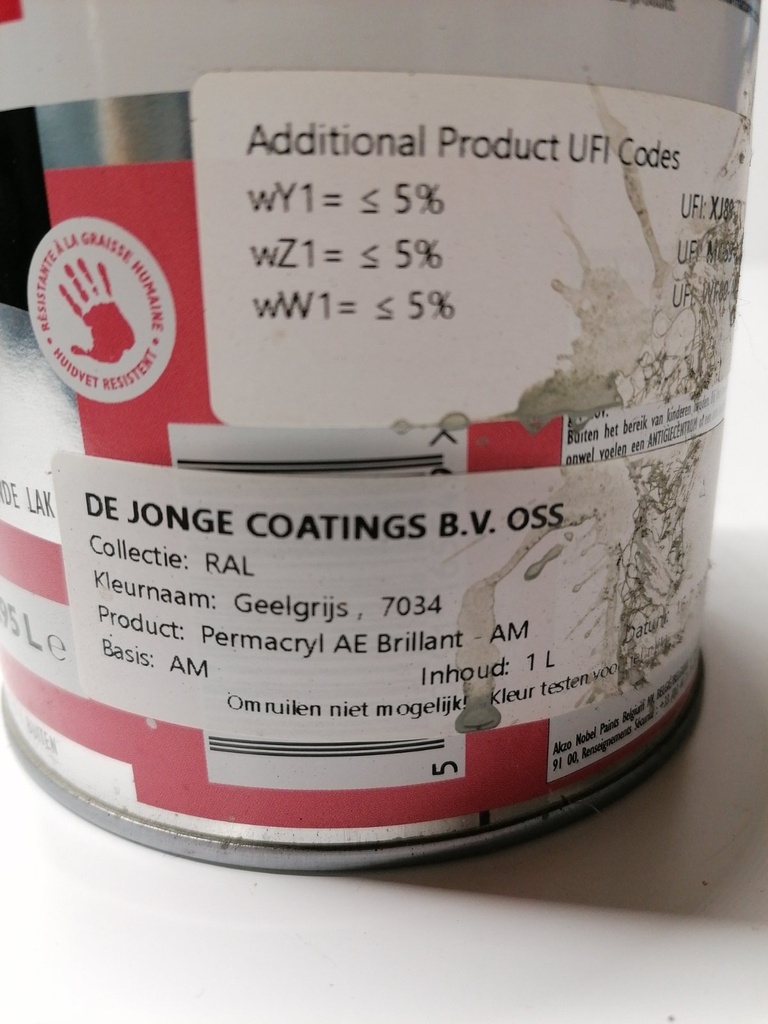 Trimetal Permacryl AE Brillant - Geelgrijs (RAL 7034) label2