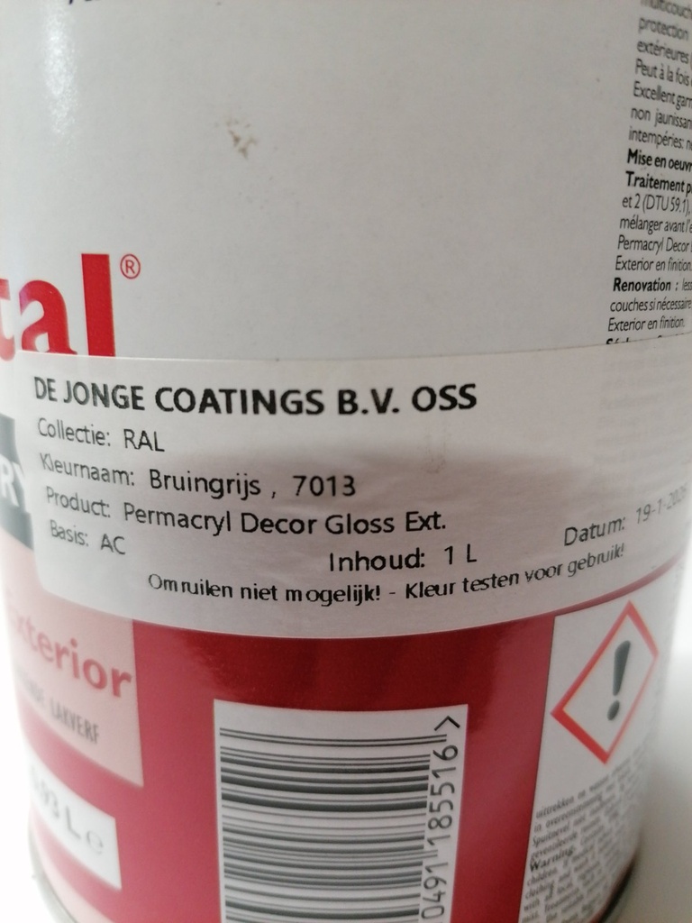 Trimetal Permacryl Decor Gloss Exterior - Bruingrijs (RAL 7013) label2
