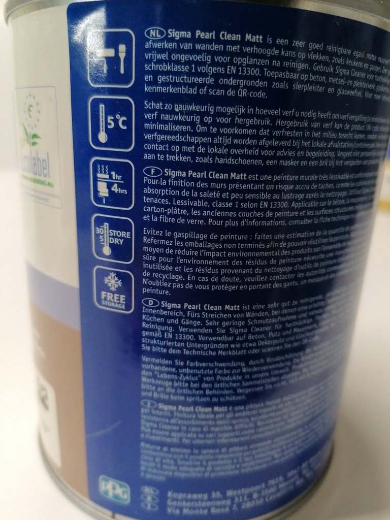 Sigma Coatings Sigma Pearl Clean Matt - (ON.00.40) label3