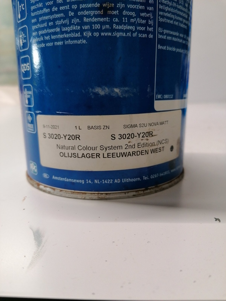 Sigma Coatings S2U Nova Matt - (NCS S 3020-Y20R) label2