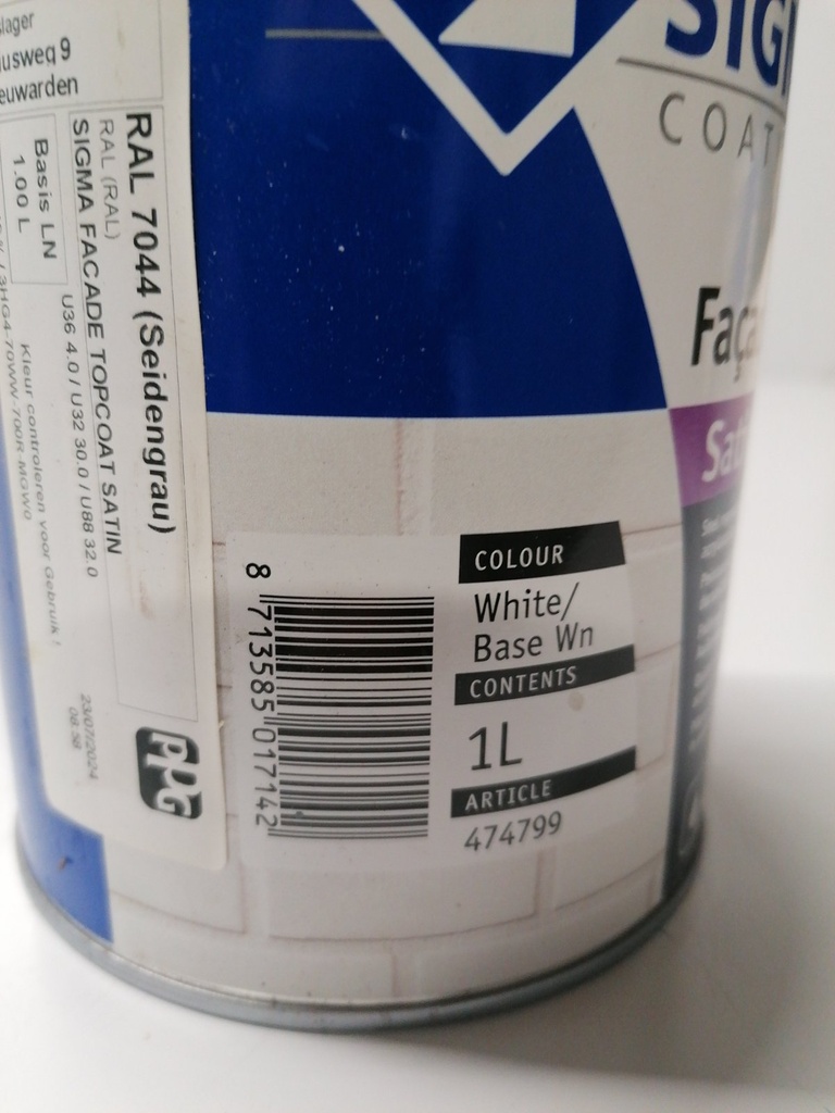 Sigma Coatings Sigma Façade Topcoat Satin - Seidengrau (RAL 7044) ean_label
