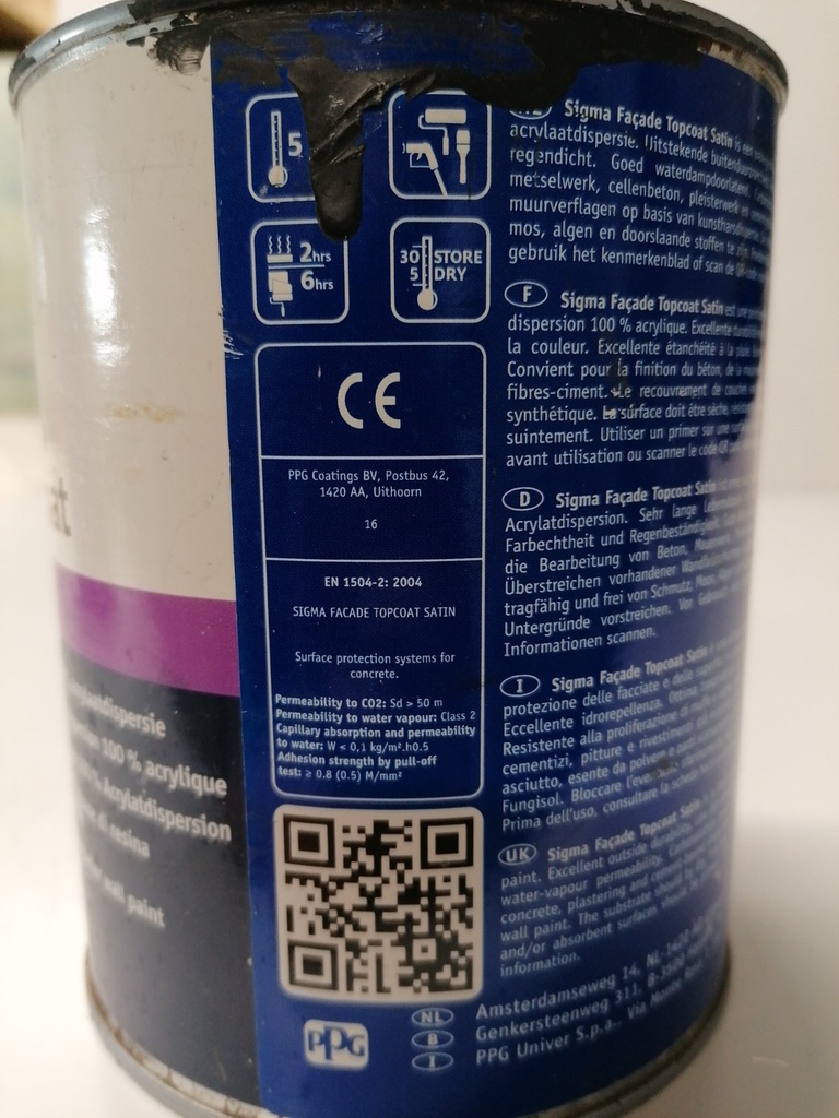 Sigma Coatings Facade Topcoat Satin - Tiefschwarz (RAL 9005) label3