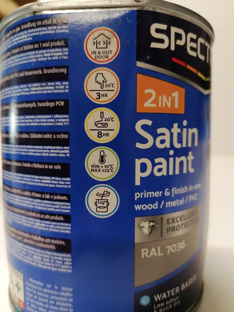 Spectrum 2 in 1 Satin paint - Platingrijs (RAL 7036) extra