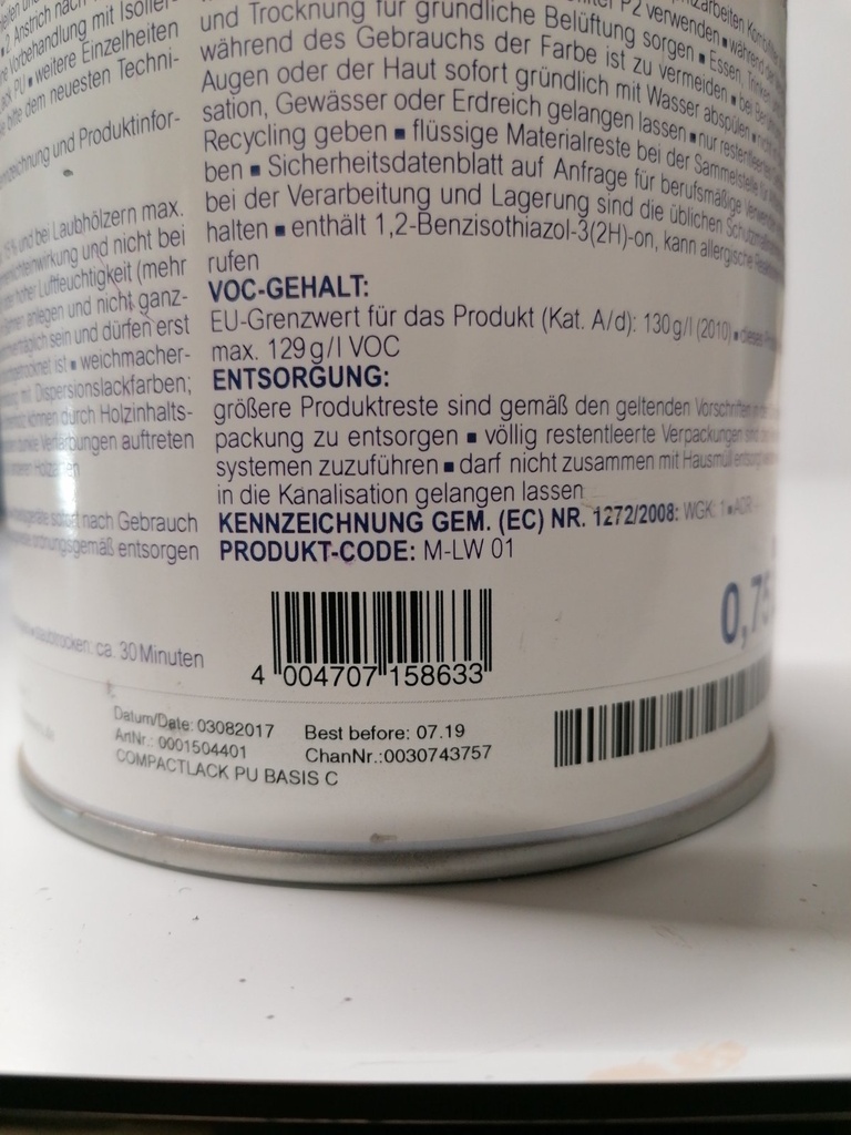 Remmers Compact-Lack PU - Verkeerszwart (RAL 9017) ean_label