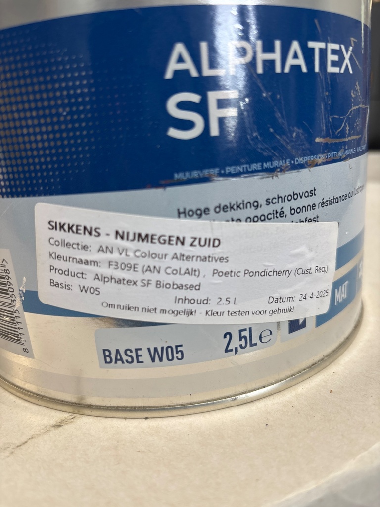 Sikkens Alphatex SF Biobased - Poetic Pondicherry (Cust. Req.) (F309E (AN VL Colour Alternatives)) label2