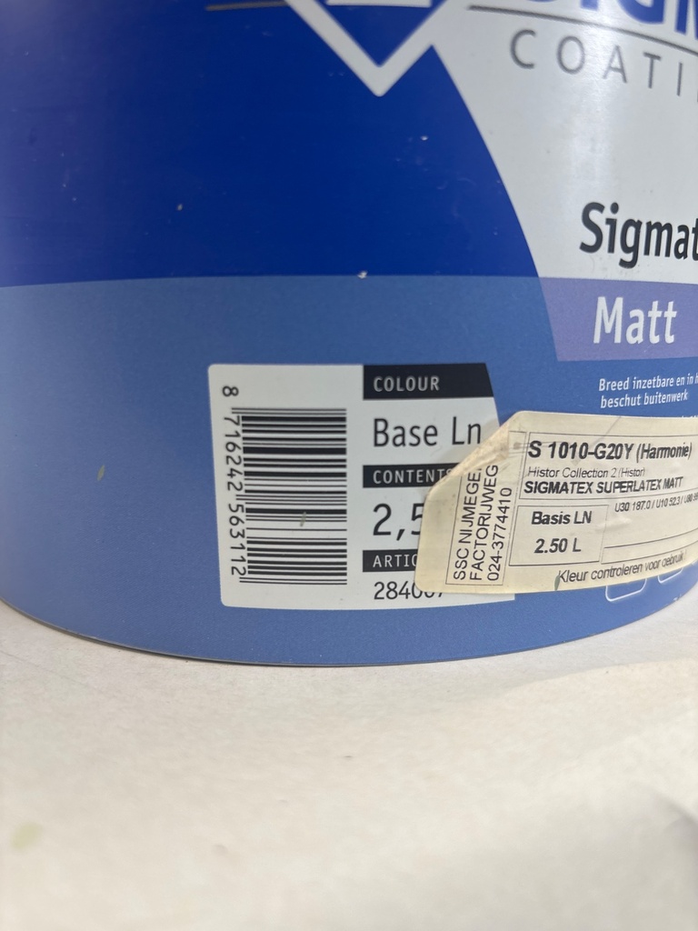Sigma Coatings Sigmatex Superlatex Matt - Harmonie (NCS S 1010-G20Y) ean_label