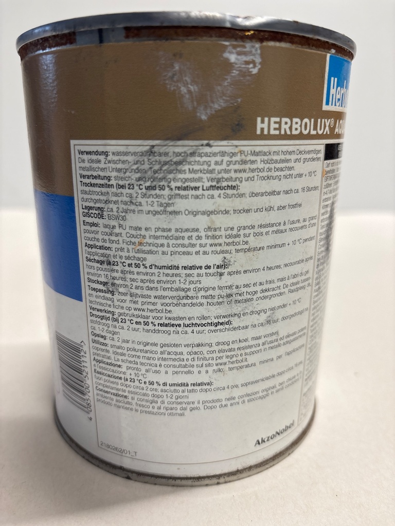 Herbol Herbolux Aqua PU Matt - Blanc pur (RAL 9010) back