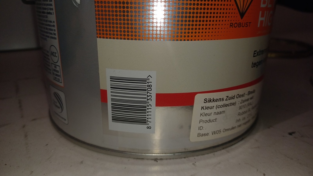 Sikkens Rubbol BL Rezisto High Gloss - Zuiver wit (RAL 9010) ean_label