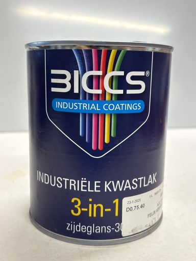 [VKW/26/0960] BICCS Industriële Kwastlak 3-in-1 Zijdeglans-30 (9556) 1L